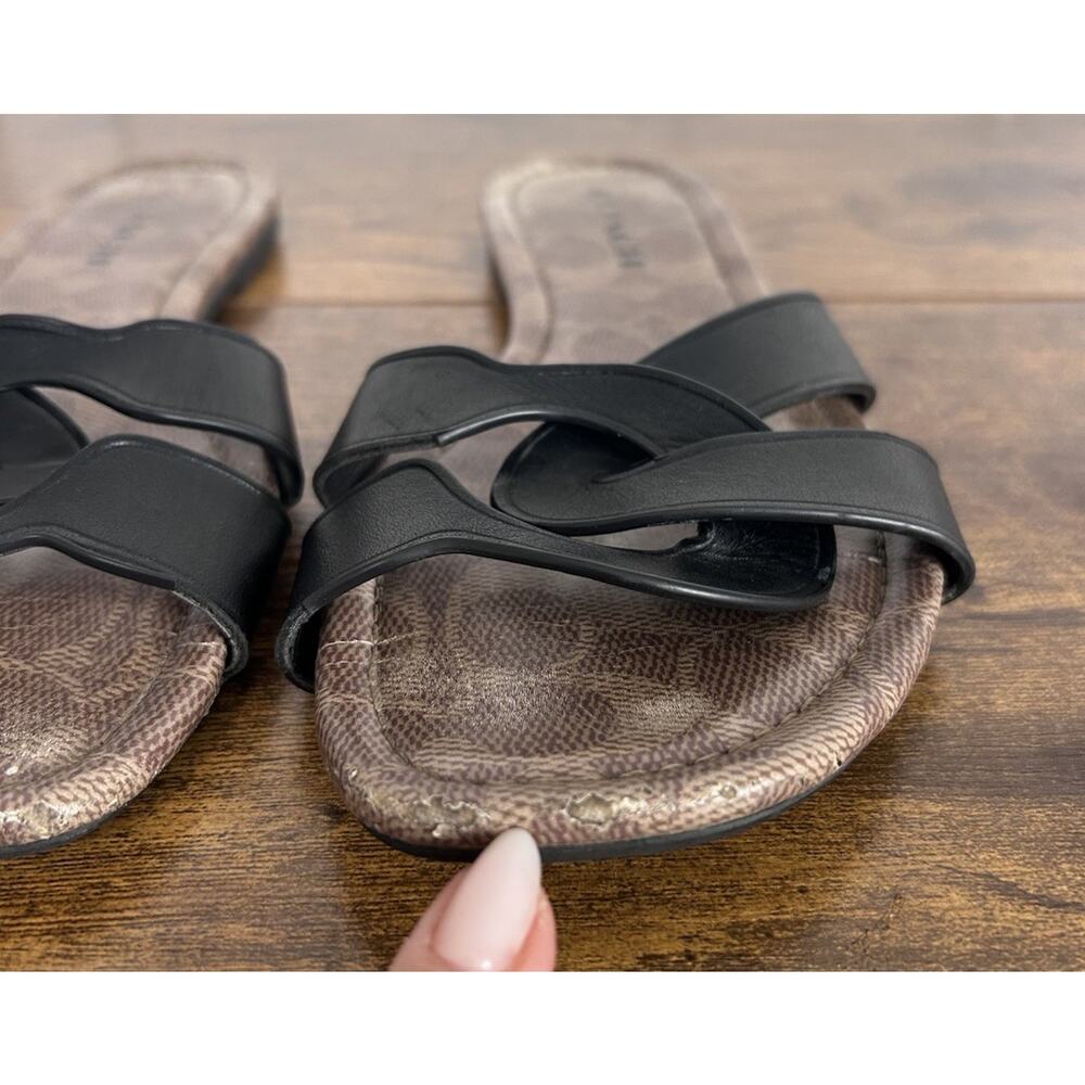 Coach Essie Sandals In Black. Logo Leather Sandals Summer Classic Coastal Size 8 - Picture 5 of 8